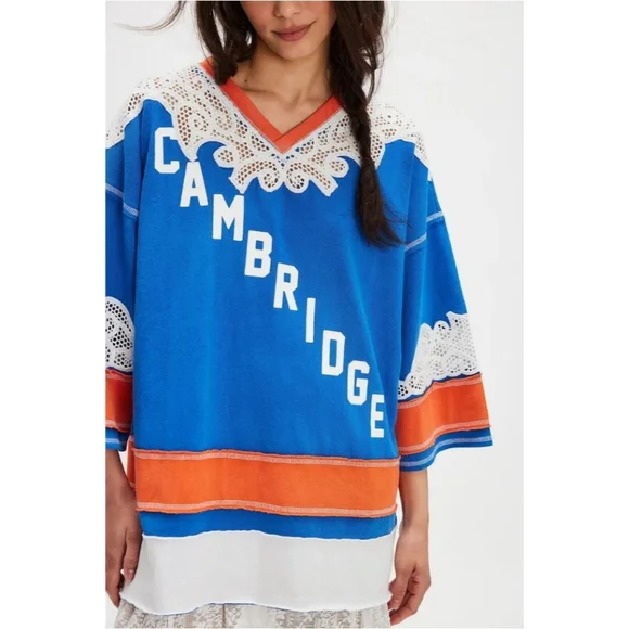 Free People Stanley Oversized Cambride Tee Jersey Nwot - Picture 2 of 9